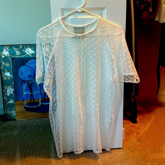 ORRTU Sheer Polka Dot Mesh T-Shirt - Picture 1 of 2